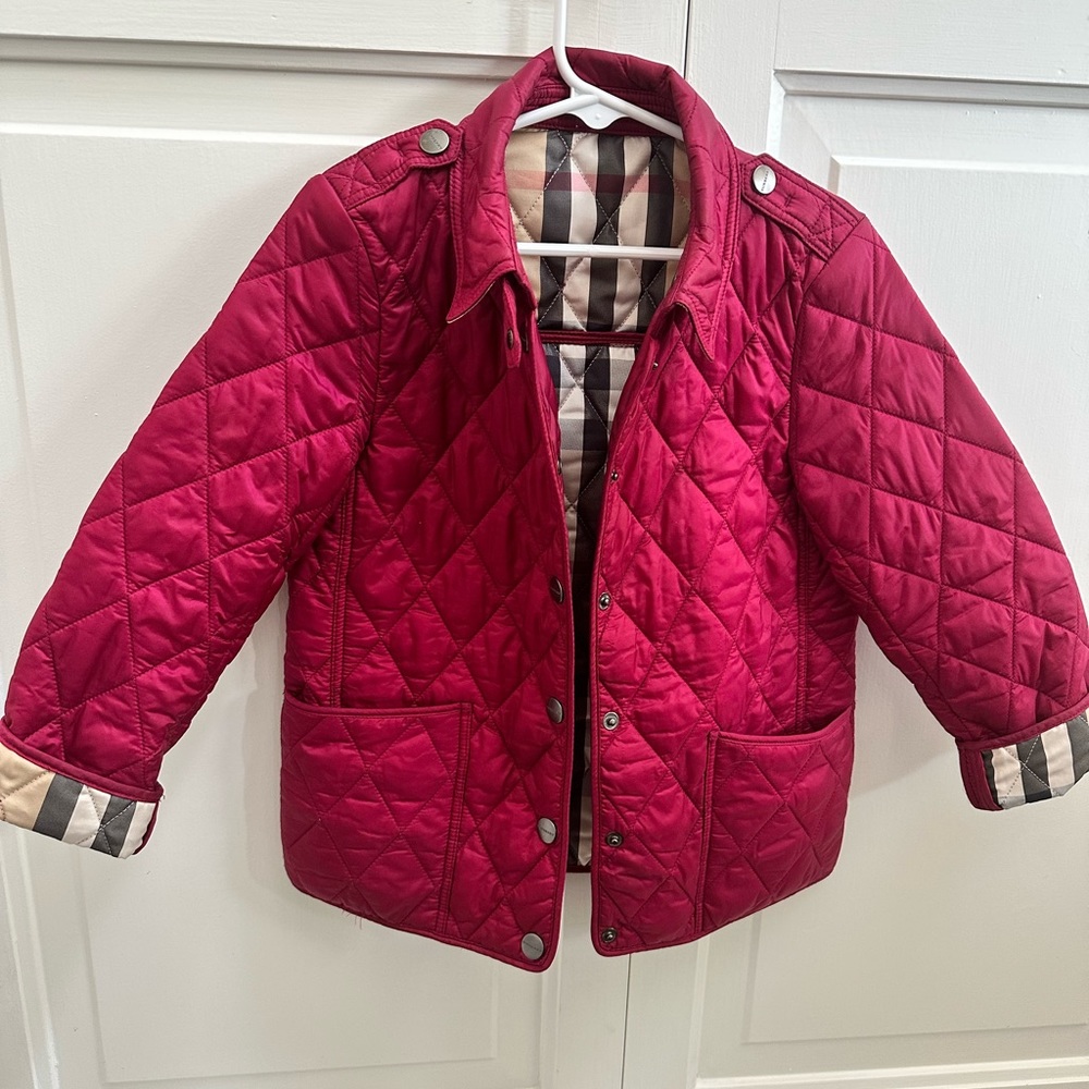 Girls Like New Burberry Jacket size 6Y Burgundy